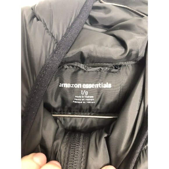 amazon essentials black puffer jacket water NWOT - Picture 3 of 4